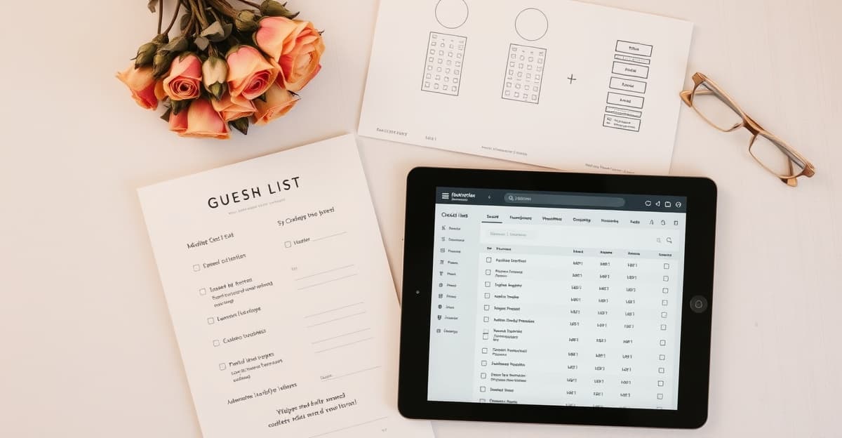 Wedding guest list management on a digital dashboard