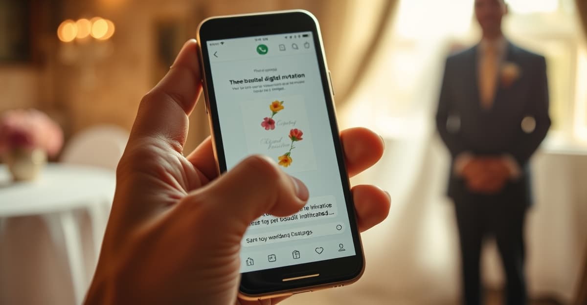 Sharing a wedding invitation link on WhatsApp mobile